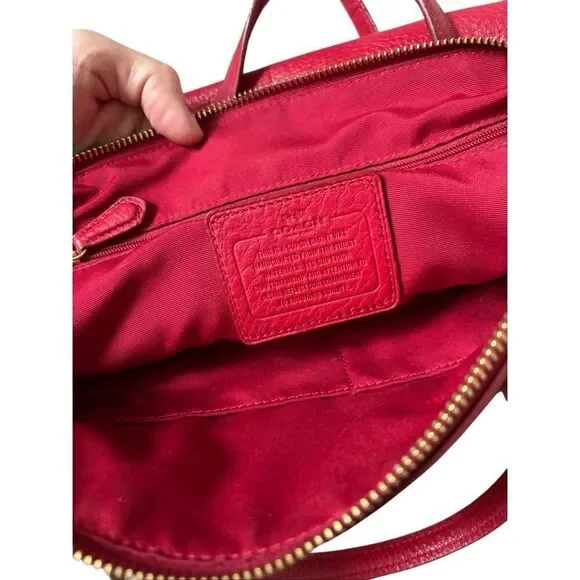 Coach Madison Prairie Red Pebbled Leather Satchel Bag Purse - Picture 2 of 14